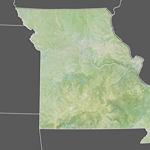 State of Missouri, United States, Relief Map