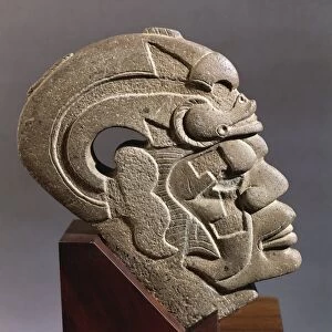 Stone axe depicting man attired with dolphin from Las Limas, Veracruz-Llave, Mexico, Totonac civilization