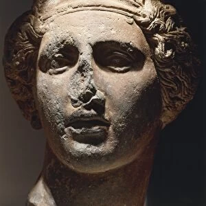 Terracotta female head, from Cagliari, Sardinia region, Italy