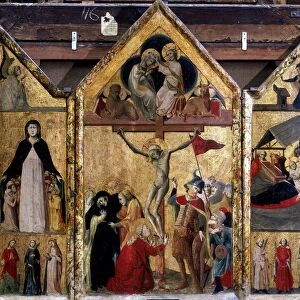 Triptych with Crucifixion as central panel. Master of Bologna, 15th century