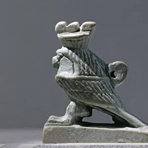 Tunisia, Carthage, Amulet representing Horus, the Falcon God, wearing a crown, siliceous paste
