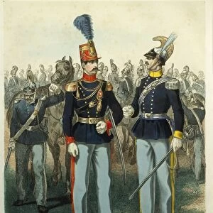 Uniform of Colonel of Genoa Cavalry and of Captain of Royal Equestrian Academy, Print
