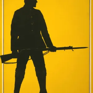 Silhouette of Soldier with Rifle and Bayonet Print, 1915 Silhouette of Soldier with Rifle and Bayonet Print, 1915