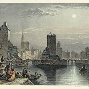 View of Strasbourg with III River, engraving