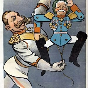 Wilhelm II holding strings of wooden jumping toy