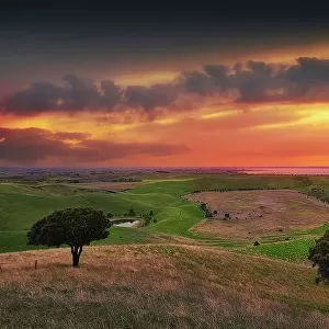 Dramatic Winter dawn Light at Red Rocks Volcanic Lookout near Colac, Western district, Victoria, Australia