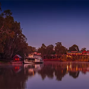 Echuca, Murray river dawn and the port area, northern Victoria, Australia