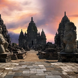 The Entrance to the Temple of Candi Sewu, Guarded by Twin Dvarapala Statues, North of Prambanan, Central Java, Indonesia