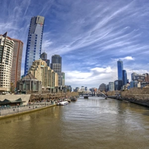 Fisheye view of Yarra river and central Melbourne
