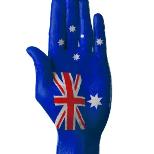 Hand painted flag of Australia on white background