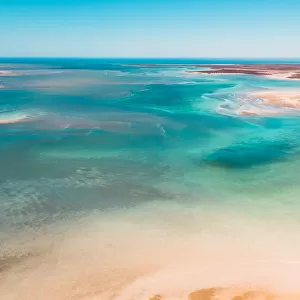 High angle perspective showing ocean view off Shark Bay, Western Australia, Australia