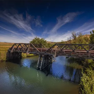 The Hinnomunjie bridge in the Omeo valley, High Country, Victoria, Australia