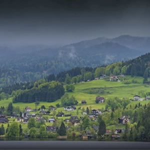 Lake Hallstatt, in the mountainous region of Salzkammergut, Austria
