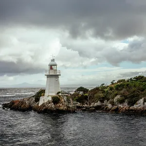 Lighthouse in the middle of the Gordon River, Strahan, Tasmania, Australia