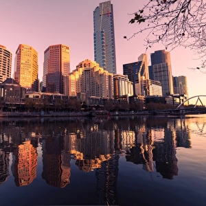 Melbourne city sunset panoramic
