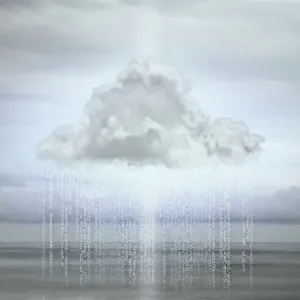 Cloud Computing Print: Data Falling from Cloud Cloud Computing Print: Data Falling from Cloud