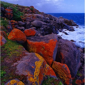 The rugged and rocky coastline on Granite Island near Victor Harbour, south Australia