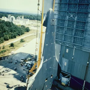 Space Shuttle Enterprise Print: Vertical Hoist into Saturn V Test Stand Space Shuttle Enterprise Print: Vertical Hoist into Saturn V Test Stand