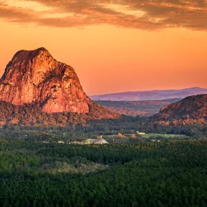 Sunrise over Mount Tibrogargan in Glass House Mountains of Queensland