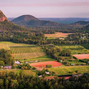 Sunset over Mount Tibrogargan in Glass House Mountains of Queensland