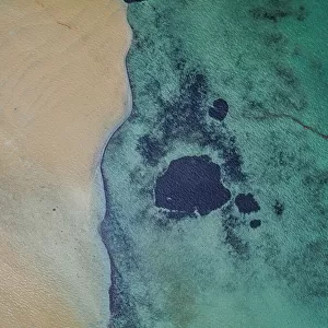Textures of the ocean floor shot by a drone, Shark Bay, Australia