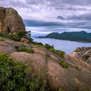 View to Wineglass Bay from mt Parsons, Freycinet National Park, Tasmania