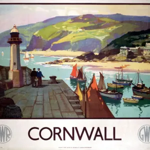Cornwall Harbour Print, 1937 GWR Poster