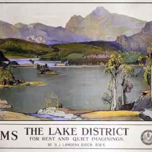 The Lake District Print, a coloured lithograph The Lake District Print, a coloured lithograph