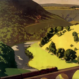 Monsal Dale Viaduct Print, 1923-1947 Oil on Canvas Reproduction Monsal Dale Viaduct Print, 1923-1947 Oil on Canvas Reproduction