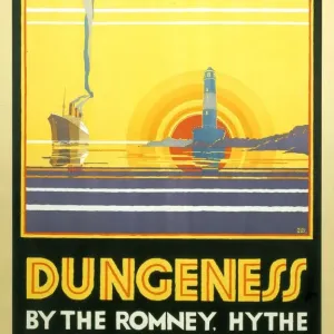 Dungeness Print, 1928 Steamship and Lighthouse at Sunset Dungeness Print, 1928 Steamship and Lighthouse at Sunset