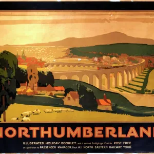 Northumberland, cartel del NER, c 1920s.