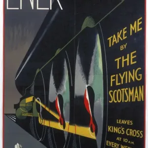 Llévame por El Escocés Volador, cartel de LNER, 1932. Llévame por El Escocés Volador, cartel de LNER, 1932.