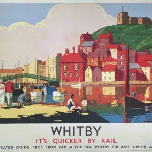 Whitby Harbour Print, 1930s Rail Poster