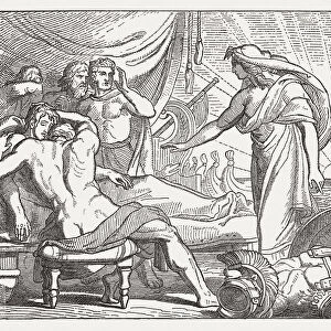 Achilles, at the bier of his friend Patroclus, Greek mythology
