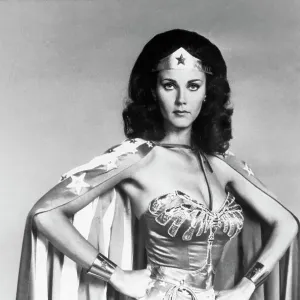 Actress Lynda Carter Posing as Wonder Woman