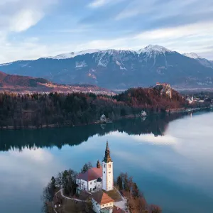 Aerial view of Lake Bled, Slovenia