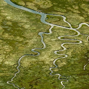 Aerial view, Ostheller outland, salt marshes with tidal creeks, Norderney, island in the North Sea, East Frisian Islands, Lower Saxony, Germany