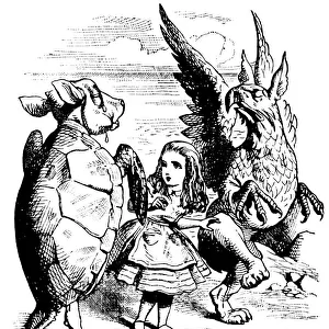 Alice, Turtle and Gryphon illustration, (Alices Adventures in Wonderland)