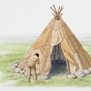 Ancient conical tepee-like shelter