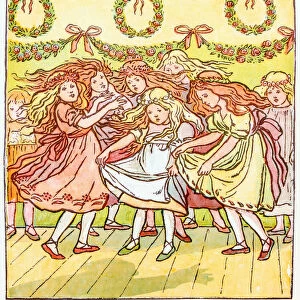 Antique children book illustrations: Girls dancing