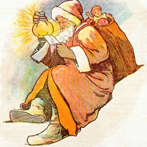 Antique children book illustrations: Santa Claus