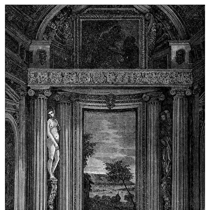 Antique illustration of decoration-interior of Villa Barbaro (Maser, Italy)
