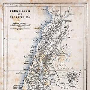 Antique map of Palestine and Phoenicia