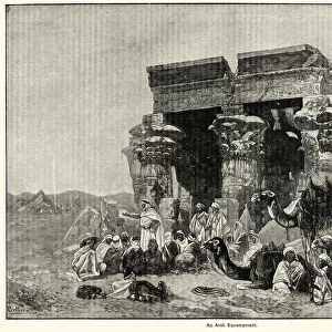 Arab encampment before the ruins of an ancient temple