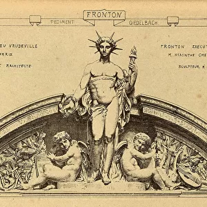 Architectural pediment, God, Crown, Torch, History of architecture, decoration and design, art, French, Victorian, 19th Century