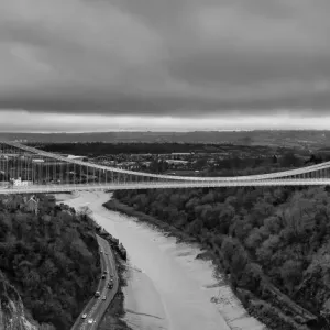 Black and White Clifton Suspension Bridge Print, 1864