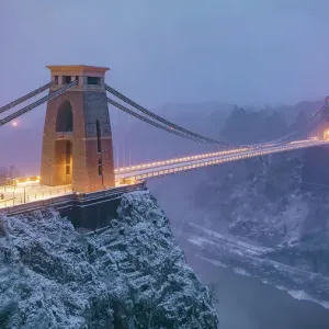 Clifton Suspension Bridge Winter View Print, Bristol UK