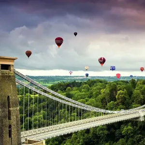 Hot Air Balloons over Clifton Suspension Bridge Print Hot Air Balloons over Clifton Suspension Bridge Print