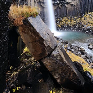 Basalt column and waterfall