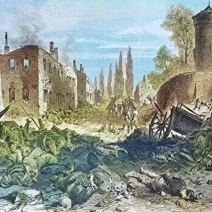 Bazeilles after the storming by the bavarians in the Battle of Sedan, illustrated war history, German, French war 1870-1871, Germany, France